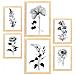 Set Di 6 Stampe Stampe Floreali E Botaniche Con Motivi Floreali In Bianco E Nero Classico A3 & A4 Telaio In Legno Chiaro - Foto miniatura 1
