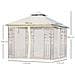 Gazebo Da Esterno O Giardino 3x3m Con Zanzariera, Telaio In Acciaio E Doppio Tettuccio, Bianco - Foto miniatura 3