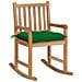 Sedia A Dondolo Con Cuscino Verde In Legno Di Teak - Foto miniatura 1