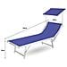 Lettino Spiaggia Piscina Schienale Regolabile Pieghevole Camping Beach La Plata Lettino Blu - Foto miniatura 5
