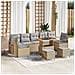 Set di Divano da Giardino da 10 Pezzi con Cuscini Beige in Polyrattan Acacia,  Divano da Giardino per 2 Persone con Spazio di Archiviazione e Cuscini Beige in Polyrattan,  Set di Ristorazione da Giardino da 3 Pezzi con Cuscini Beige in Polyrattan Acacia - Foto miniatura 2