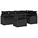 Set di divani da giardino da 6 pezzi con cuscini in polyrattan nero - Foto miniatura 1