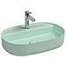 Lavabo Ovale Da Appoggio Senza Troppo Pieno In Ceramica Con Foro Rubinetto - Menta Opaco - Foto miniatura 1