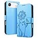 Custodia A Portafoglio Per Iphone Air Premium Design Fiori Farfalla, Blu Chiaro - Foto miniatura 5