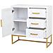 Credenza Con 1 Anta E 3 Cassetti In Legno E Metallo 80x34x80h Cm - Foto miniatura 5