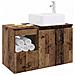 Set di mobili per il bagno 2 pz Legno antico - Foto miniatura 2