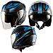 Casco Jet Moto Scooter Doppia Visiera Certificato Ece22-05 Nero Opaco Blu S - Foto miniatura 10