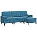 Divano A 3 Posti Con Poggiapiedi Blu 210cm In Velluto - Foto miniatura 2