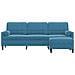 Divano A 3 Posti Con Poggiapiedi Blu 210cm In Velluto - Foto miniatura 3