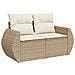 Set di Divano da Giardino da 10 pezzi con Cuscini Beige in Polyrattan,  Set da Pranzo da Giardino da 3 pezzi con Cuscini Beige in Polyrattan - Foto miniatura 6
