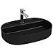 Lavabo Ovale Da Appoggio Senza Troppo Pieno In Ceramica Con Foro Rubinetto - Nero Opaco - Foto miniatura 1