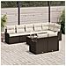 Set Divano da Giardino 9 pcs Marrone e bianco Poly Rattan - Foto miniatura 3