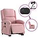 Poltrona Alzapersona Massaggi Elettrica Reclinante Rosa Velluto - Foto miniatura 5