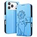 Custodia A Portafoglio Per Iphone 17 Pro Max Premium Design Fiori Farfalla, Blu Chiaro - Foto miniatura 5