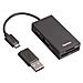 Lettore schede e Hub USB 2 porte con cavo integrato, OTG "On The Go" per smartphone e tablet, adattatore micro USB F / USB A M, nero, blister - Foto miniatura 6