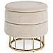 Sgabello Struttura Metallo Dorato Velluto Beige Cm 42 H - Foto miniatura 1