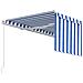 Tenda Sole Retrattile Manuale Con Parasole 4x3m Blu E Bianco - Foto miniatura 4