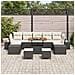 Set di divani da giardino da 10 pezzi con cuscini Rattan nero e acacia,  Divano da giardino per due persone con cuscini Rattan nero,  Set di pranzo da giardino da 3 pezzi con cuscini Rattan nero e acacia - Foto miniatura 3