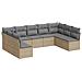 Set Divano da Giardino 9 pz con Cuscini Beige in Polyrattan - Foto miniatura 1