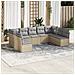 Set Divano da Giardino 9 pz con Cuscini Beige in Polyrattan - Foto miniatura 2