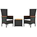 Set Mobili Giardino 3pz Nero Polyrattan e Legno Massello Acacia - Foto miniatura 3