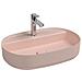 Lavabo Ovale Da Appoggio Senza Troppo Pieno In Ceramica Con Foro Rubinetto - Salmone Opaco - Foto miniatura 1