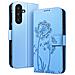 Custodia A Portafoglio Per Galaxy A56 / A36 Premium Design Fiori Farfalla, Blu Chiaro - Foto miniatura 3