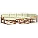 Set di divani da esterno con cuscino 7 pcs Naturale e Crema - Foto miniatura 3