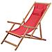 Sdraio da Spiaggia Pieghevole Telaio in Legno e Tessuto Rosso - Foto miniatura 1