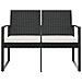 Panca Da Giardino A 2 Posti Con Cuscini In Rattan Pp Nero - Foto miniatura 5
