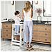 Scala Montessori Convertibile in Set Tavolo e Sedie con Barra di Sicurezza, in Legno, 60x44.5x86 cm, Bianco - Foto miniatura 4