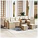 Set Divano da Giardino  10 Pezzi con Cuscini Beige Polyrattan Acacia, Divano da Giardino  a 2 Posti con Cuscini Beige Polyrattan, Set da Pranzo da Giardino  3 Pezzi con Cuscini Beige Polyrattan Acacia - Foto miniatura 2