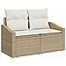 Set Divano da Giardino  10 Pezzi con Cuscini Beige Polyrattan Acacia, Divano da Giardino  a 2 Posti con Cuscini Beige Polyrattan, Set da Pranzo da Giardino  3 Pezzi con Cuscini Beige Polyrattan Acacia - Foto miniatura 5