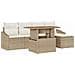 Set pranzo giardino con cuscini Beige Rattan Acacia - Foto miniatura 1