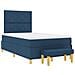 Letto a Box Spring con Materasso & Panchina Blu 120x190 cm Tessuto - Foto miniatura 3