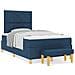 Letto a Box Spring con Materasso & Panchina Blu 120x190 cm Tessuto - Foto miniatura 4