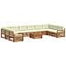 Set divani 11 pcs Naturale e Crema Legno di Acacia Massello - Foto miniatura 1