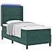 Letto a molle con strisce LED Verde Scuro 90 x 190 cm Velluto - Foto miniatura 5