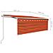 Tenda Automatica Parasole Sensore Vento Led 4x3m Aranciomarrone - Foto miniatura 9