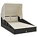 Lettino con Tettuccio Pieghevole Nero 200x114x128 cm Polyrattan - Foto miniatura 1