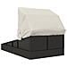 Lettino con Tettuccio Pieghevole Nero 200x114x128 cm Polyrattan - Foto miniatura 5