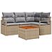Set di Divani da Giardino  5 Pezzi con Cuscini Beige Rattan Acacia, Divano da Giardino a 2 Posti  con Cuscini Beige Rattan - Foto miniatura 1