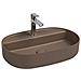Lavabo Ovale Da Appoggio Senza Troppo Pieno In Ceramica Con Foro Rubinetto - Tortora Opaco - Foto miniatura 1