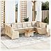 Set Divani da Giardino 7 pz con Cuscini in Polyrattan Beige - Foto miniatura 2