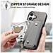 Custodia A Portafoglio Magnetica In Pelle Pu Grigia Compatibile Con Iphone 17 Pro Con Porta Carte - Foto miniatura 3