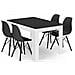 SET TAVOLO RETTANGOLARE 120X80 Nero Bianco + 4 Sedie Nere - Foto miniatura 1