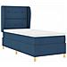 Letto con molle e materasso Grigio Scuro 90x190 cm Tessuto Blu - Foto miniatura 5