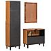 Set da Bagno con cassetto con porta 3 pcs Acacia Marrone Winish - Foto miniatura 7