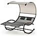 Lettino A Dondolo Matrimoniale Da Giardino Con Cuscini Poggiatesta E Tetto Parasole - Foto miniatura 2