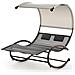 Lettino A Dondolo Matrimoniale Da Giardino Con Cuscini Poggiatesta E Tetto Parasole - Foto miniatura 3